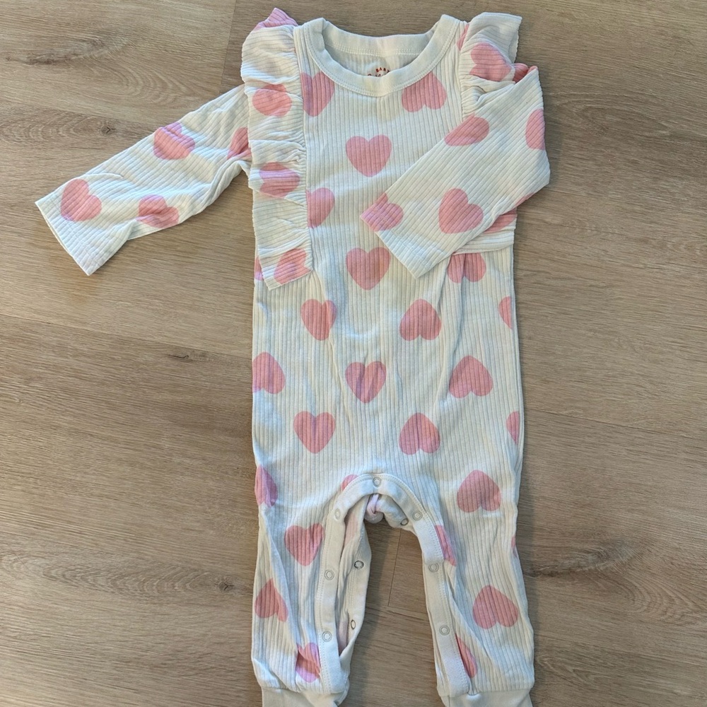 Cat & Jack Cream and Pink Heart Bodysuit